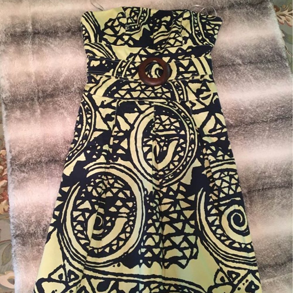 Strapless Batik Print Kay Unger Dress